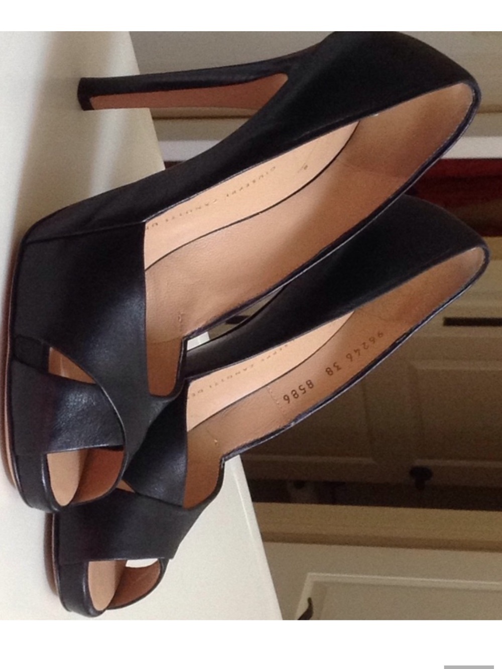 Giuseppe Zanotti Black Leather Crisscross Peep-Toe Heels